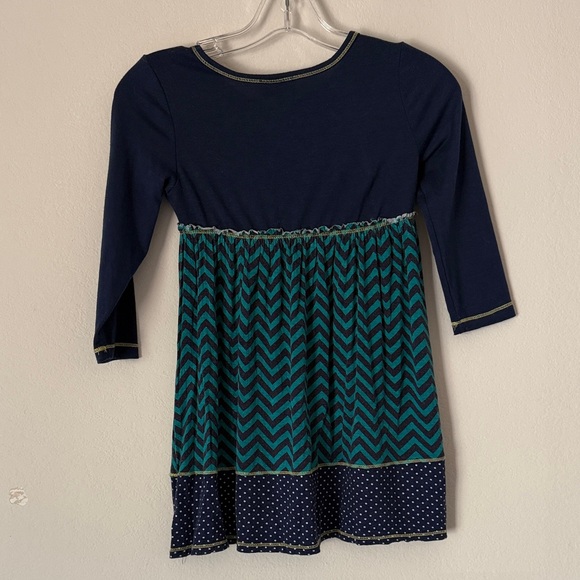 PinkVanilla Chevron Dress with Navy and Teal Accents - Picture 4 of 5